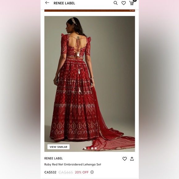 Ruby Red “Renee Label” Designer Lengha - Picture 3 of 4